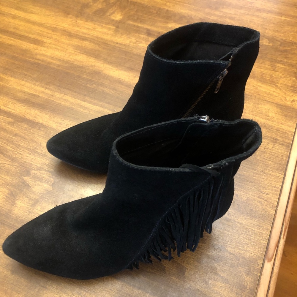 Black Fringe Booties